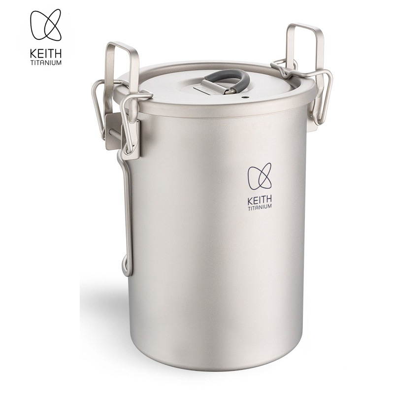 Camping Hiking Cooking - KEITH 純チタン製 炊飯クッカー 900ml 超軽量 折りたたみハンドル