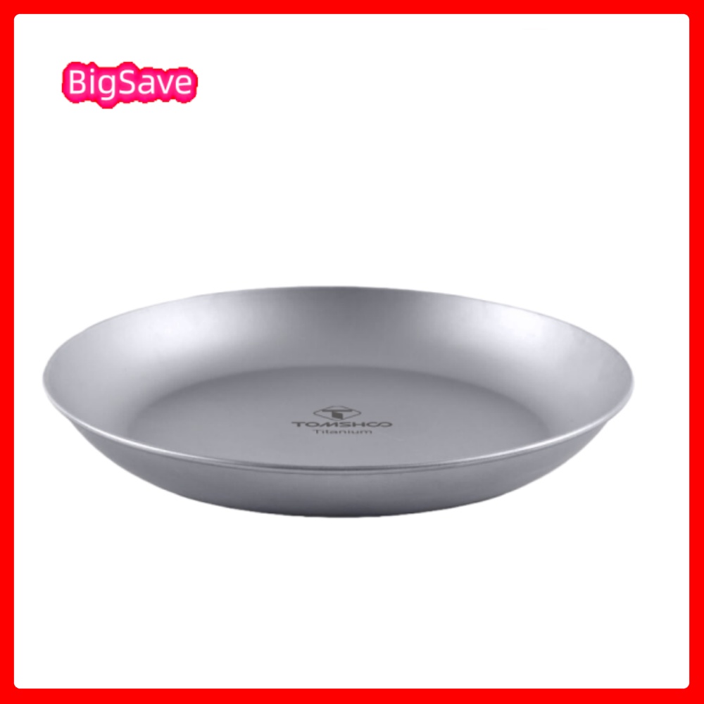 Camping Outdoor Cooking Equipment - ポータブルチタンラウンドキャンププレート屋外超軽量食器調理器具食器洗い機対応バックパッキングディナープレートバーベキュー用