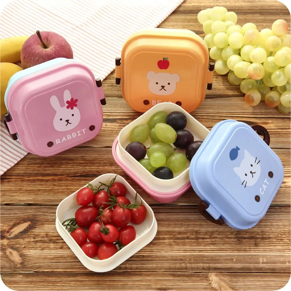 Camping Cooking Food - 子供用ミニ可愛い漫画フード収納ボックス学校携帯ランチボックスプラスチック食品グレード学生ギフト小型キャンプクックセット