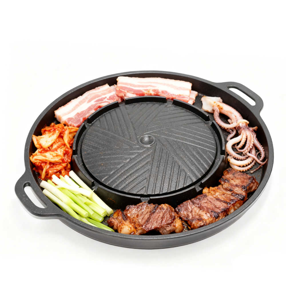 Camping Cooking Portable - KOSUN 韓国式BBQグリルパン 2 in 1 丸型バーベキュー共有プレート