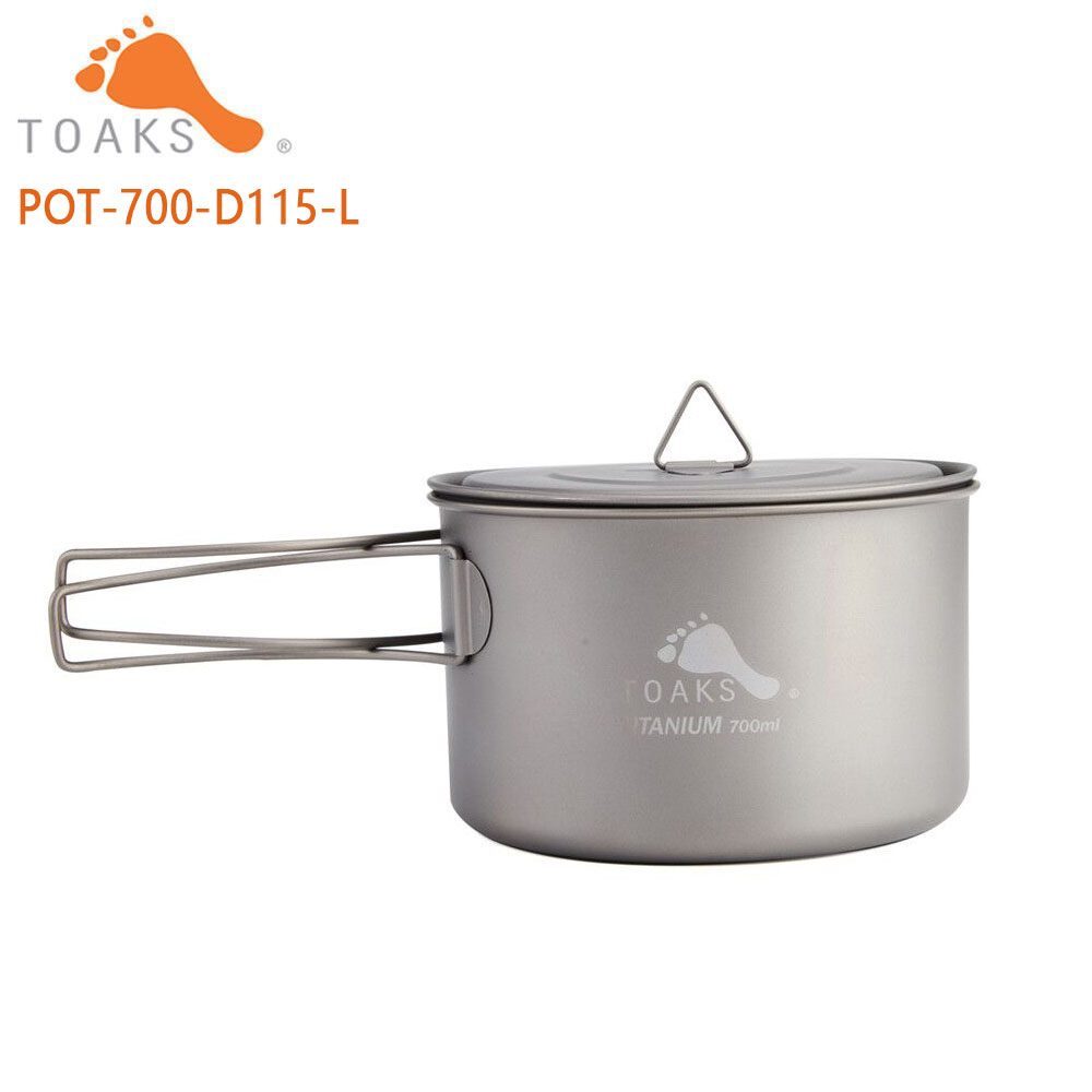 Camping Outdoor Cooking Equipment - Toaksピュアチタン調理器具、屋外ポット、カップ、ボウル、フライパンとして使用可能、POT-700-D115-L、90g