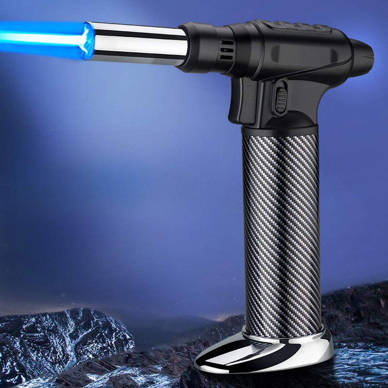 Camping Cooking Butane - 360 ° 点火ブタンガスライター統合ブルーフレームトーチターボジェットスプレーガン屋外キャンプバーベキューキッチン調理ツール