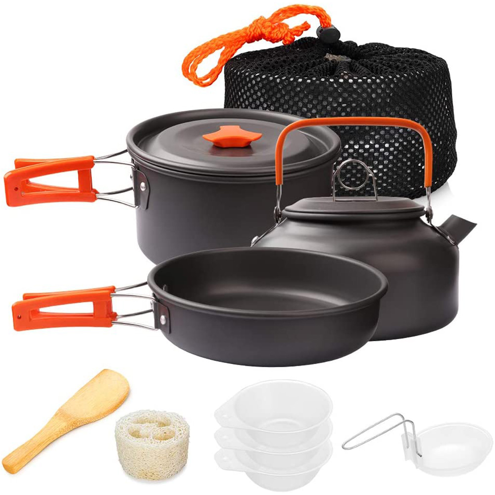Camping Cooking Accessories Set - 1 ピース/1 セットキャンプ調理器具キット屋外調理セットアルミ機器屋外ポット旅行食器キッチンハイキングピクニックバーベキュー