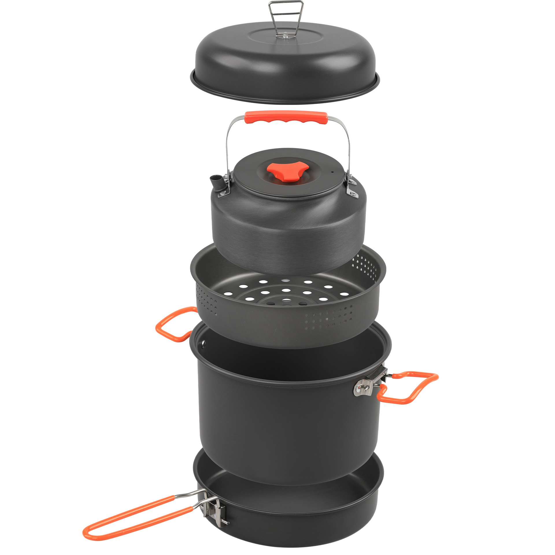 Camping Cooking Set - 屋外調理器具セット、キャンプ調理鍋、ケトル、蒸し器、フライパン