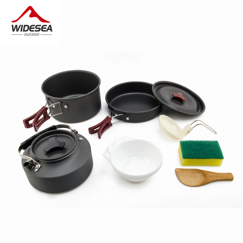 Camping Cooking And Eating Set - Widesea キャンプ調理器具セットアウトドアポット食器キット調理水ケトルパン旅行カトラリー器具ハイキングピクニック用品