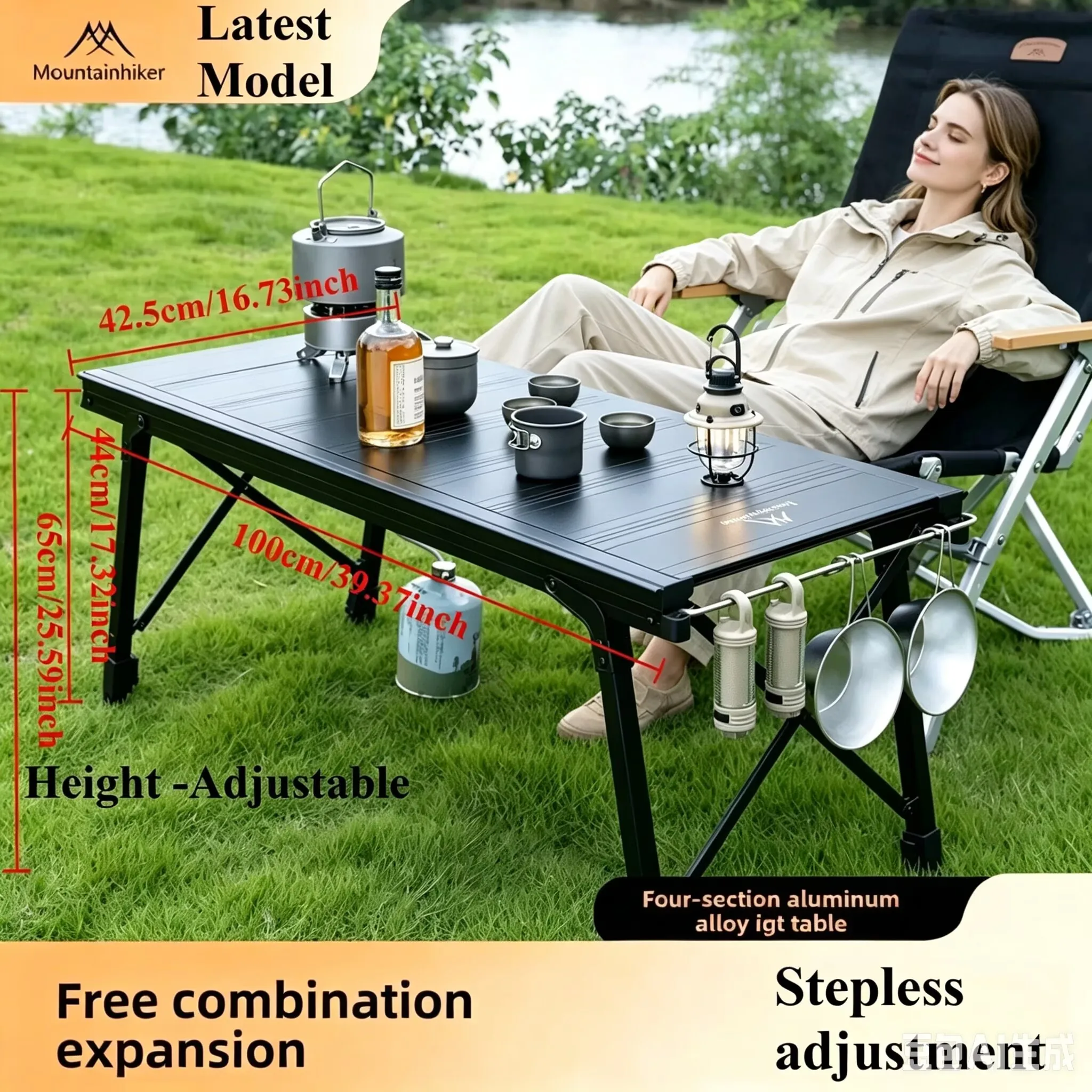 Camping Cooking Options - 改良型折りたたみ式IGTキャンピングリフトテーブル、ポータブル屋外IGTクッキング、3～5台用テーブル、キャンプテーブル、ガーデンテーブル、ピクニックテーブル