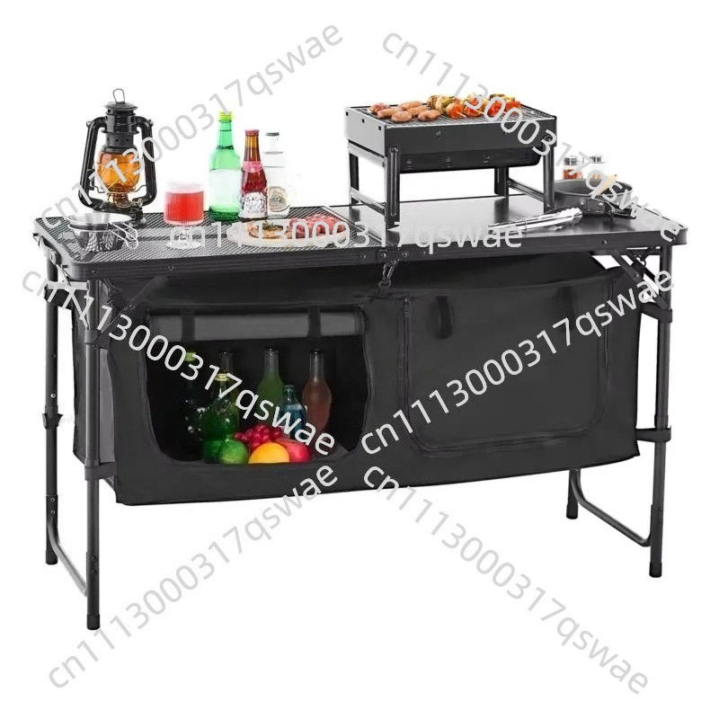 Camping Cooking Options - 高さ調節可能なキャンプ用キッチン・ダイニングテーブル ポータブルアウトドアクッキングステーション 3段階の高さオプション