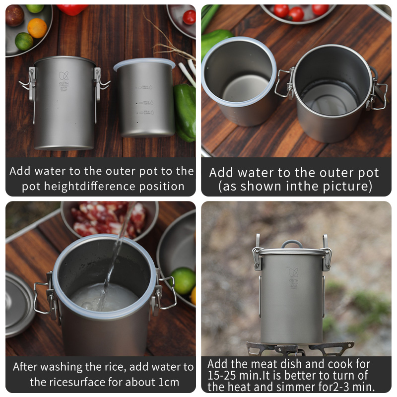 KEITH 純チタン製 炊飯クッカー 900ml 超軽量 折 - Camping Hiking Cooking のレビューと価格