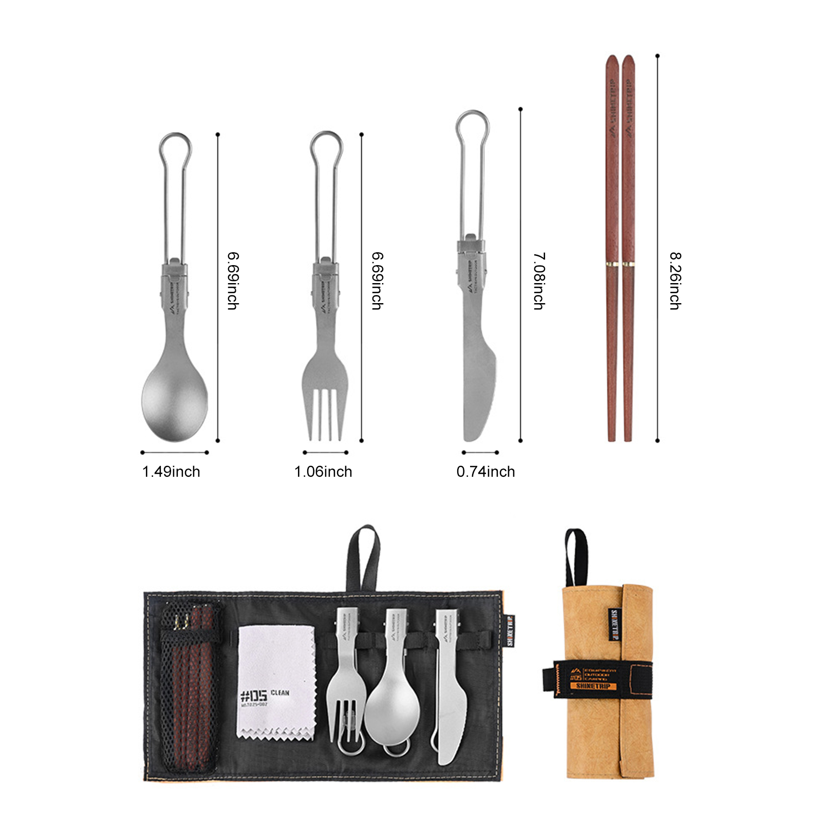 アウトドア用ポータブル折りたたみ食器セット チタン製カトラリ - Camping Cooking And Eating Set のレビューと価格