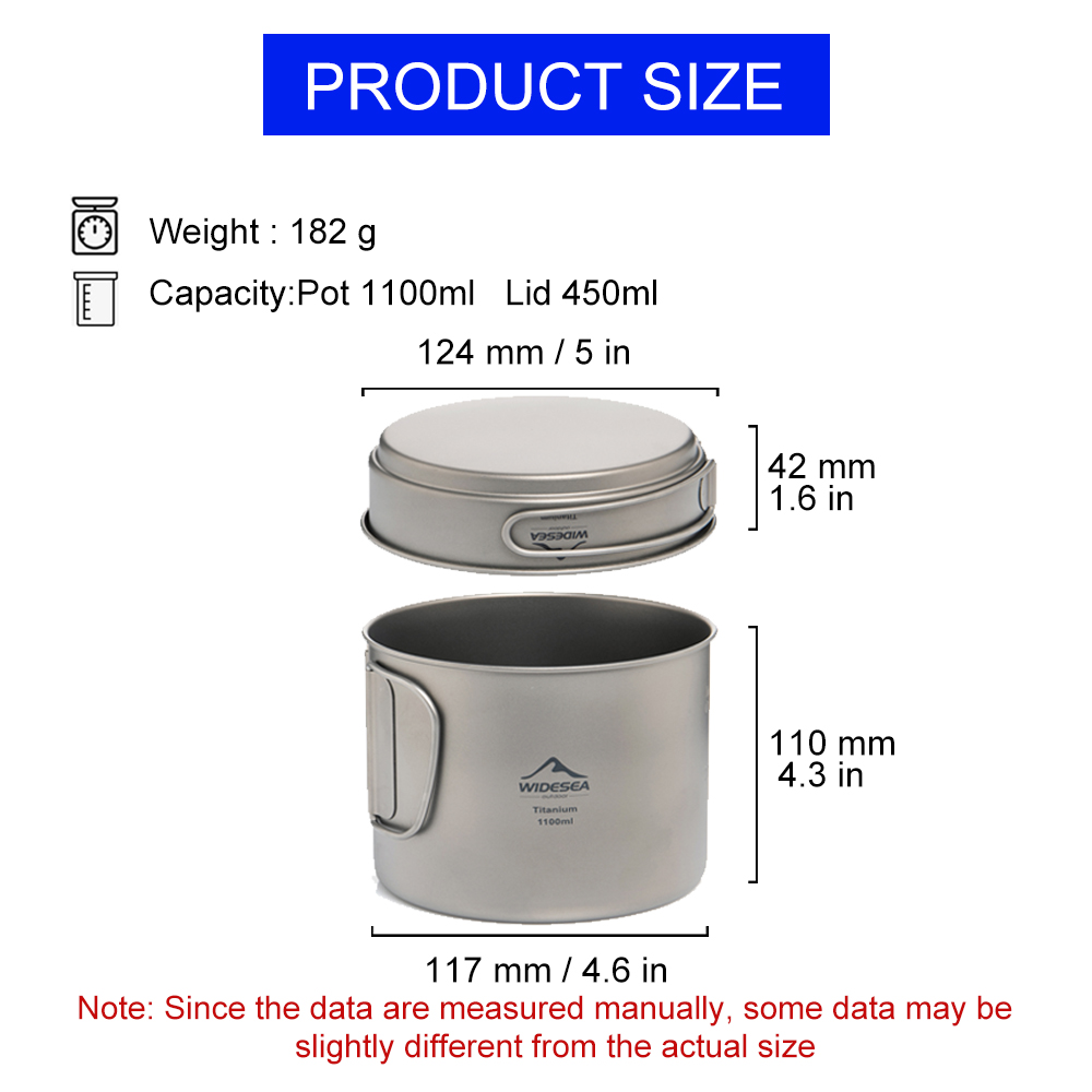 Widesea 超軽量チタンキャンプポット 1100ml 折 - Camping Outdoor Cooking Equipment のレビューと価格