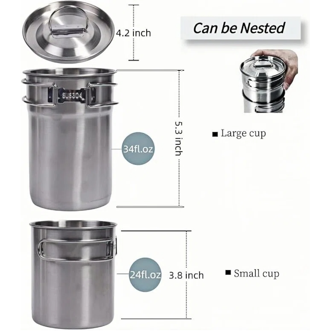 折りたたみ式キャンプカップマグカップキャンプポット調理器具3 - Camping Hiking Cooking のレビューと価格