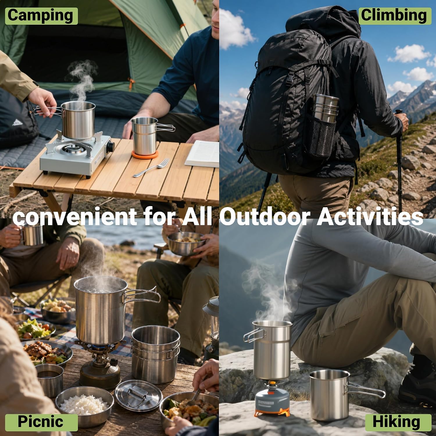 折りたたみ式キャンプカップマグカップキャンプポット調理器具3 - Camping Hiking Cooking のレビューと価格
