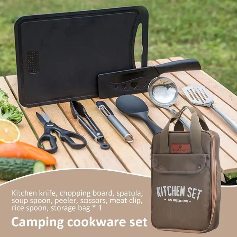 8 個キャンプキッチン調理器具セットポータブルバッグアウトド - Camping Cooking Accessories Set のレビューと価格