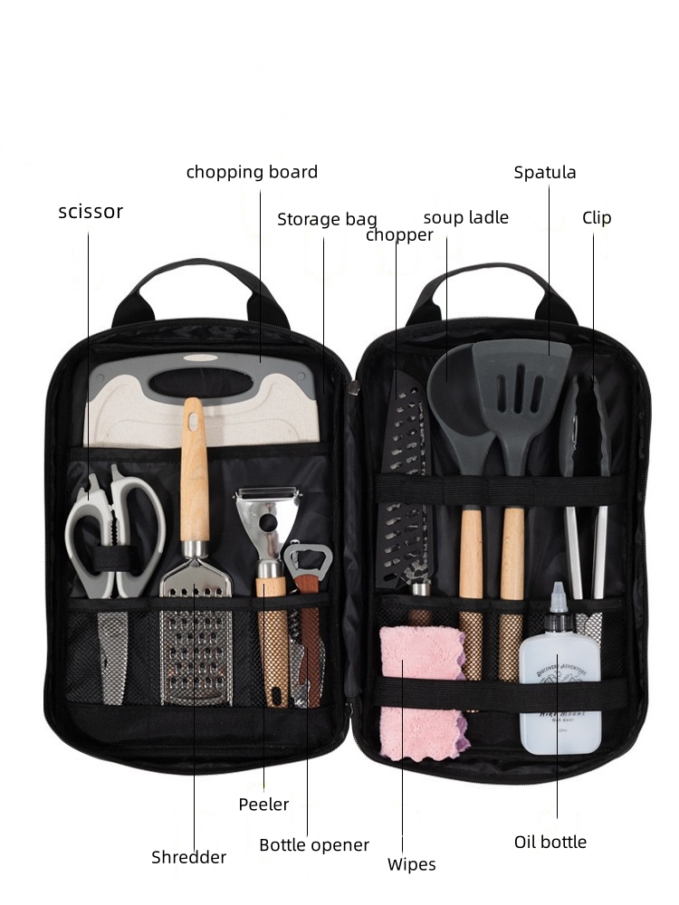 キャンプ用調理器具アクセサリーセット、12個入りポータブル調 - Camping Cooking Accessories Set のレビューと価格
