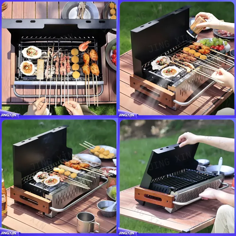 軽量折りたたみ式炭火グリル、金属製BBQ、組み立て不要、キャ - Camping Cooking Requirements のレビューと価格