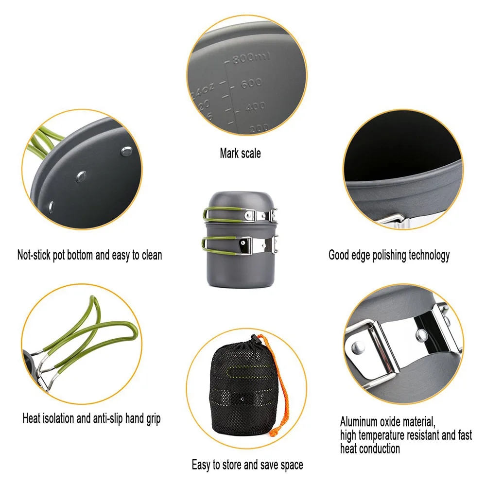 キャンプ調理器具混乱キット超軽量キャンプポットセット屋外調理 - Camping Cooking Accessories Set のレビューと価格