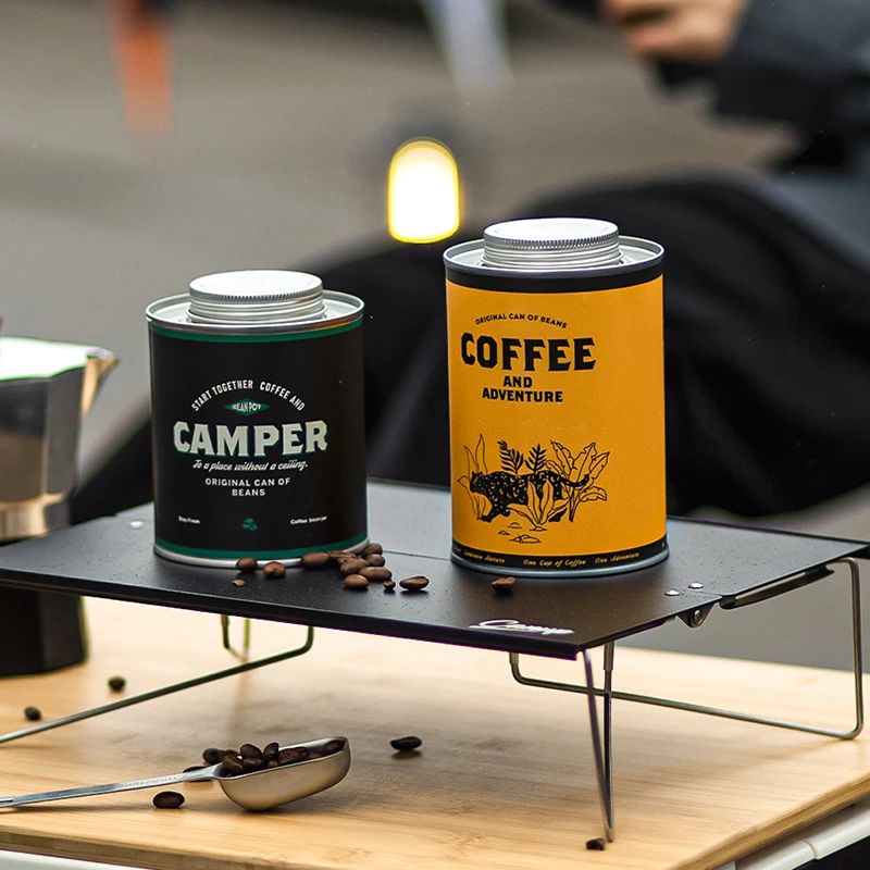 1pc コーヒー豆密封保管缶ポータブルキャンプ用ブリキ箱食品 - Camping Cooking Food のレビューと価格
