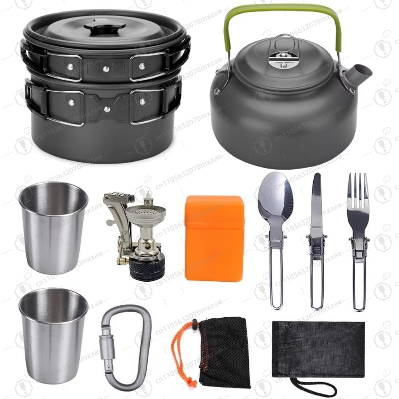アウトドア用アルミ調理器具10点セット：折りたたみ式携帯、キ - Camping Cooking Accessories Set のレビューと価格