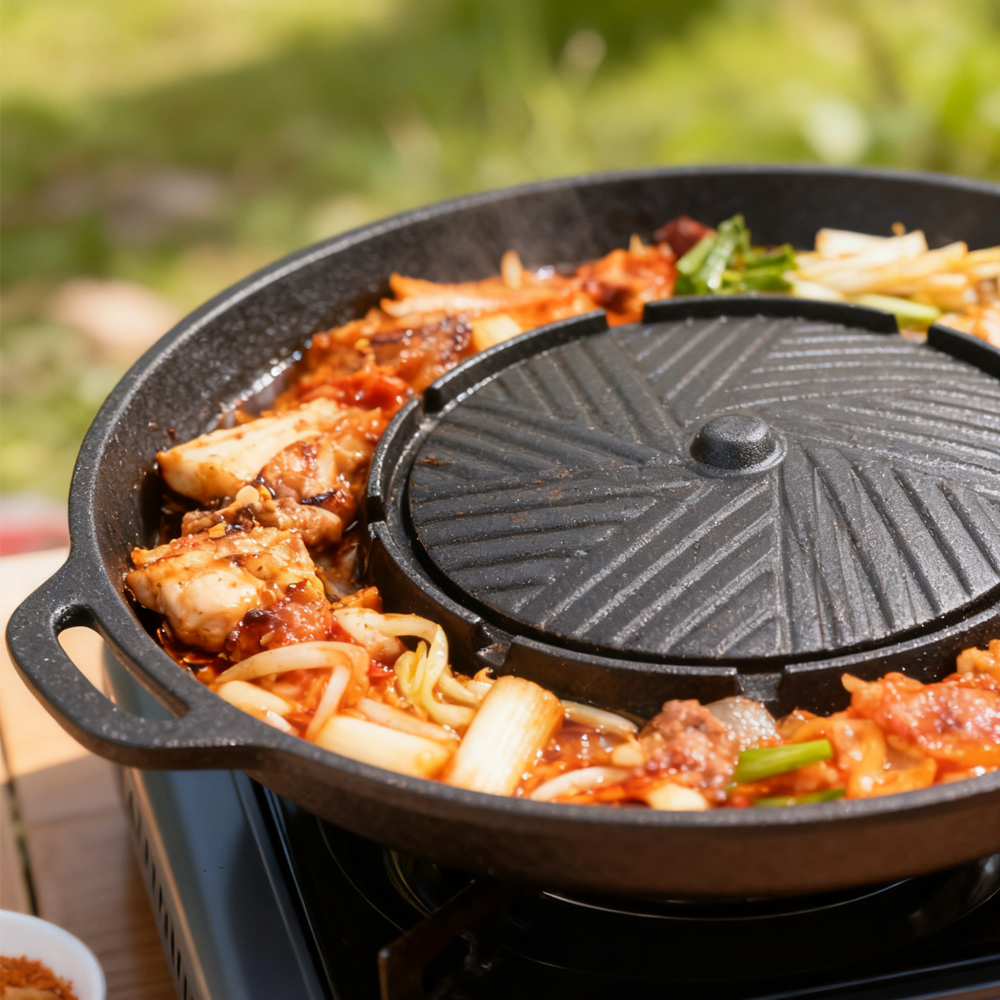 KOSUN 韓国式BBQグリルパン 2 in 1 丸型バーベ - Camping Cooking Portable のレビューと価格