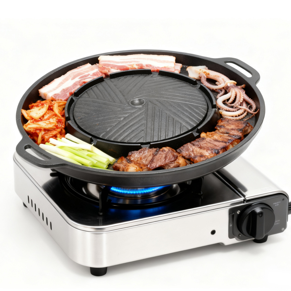 KOSUN 韓国式BBQグリルパン 2 in 1 丸型バーベ - Camping Cooking Portable のレビューと価格