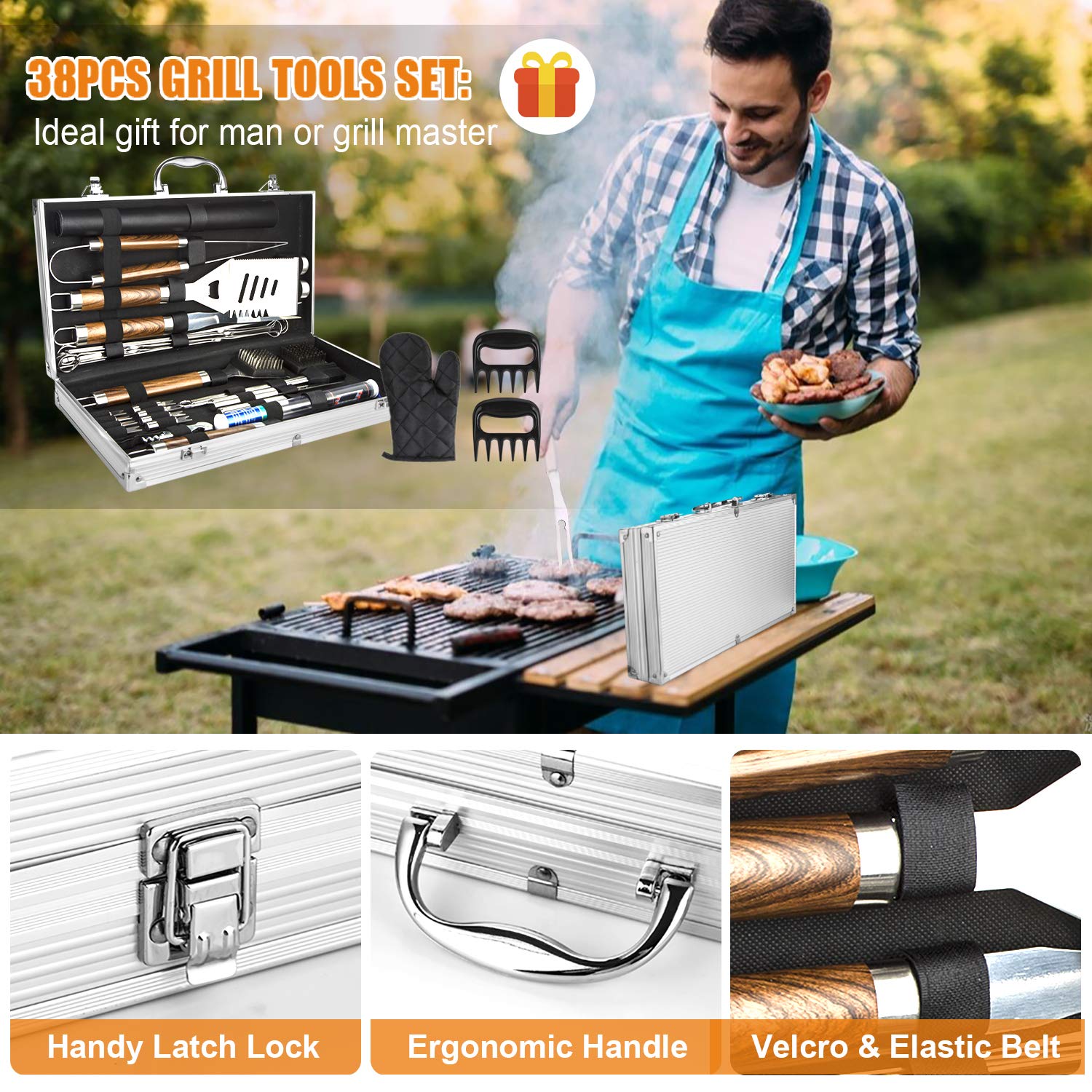 38 個バーベキューグリルアクセサリーセットステンレス鋼グリ - Camping Cooking Accessories Set のレビューと価格
