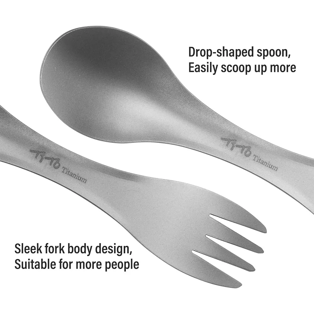 チタンスポーク 2-in-1 スプーン超軽量調理器具ポータブ - Camping Outdoor Cooking Equipment のレビューと価格