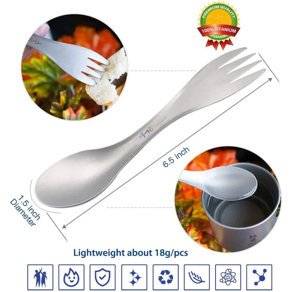 チタンスポーク 2-in-1 スプーン超軽量調理器具ポータブ - Camping Outdoor Cooking Equipment のレビューと価格