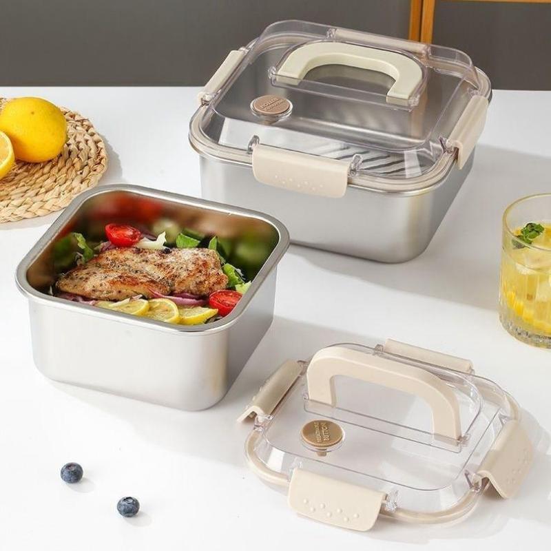 ポータブル大容量ステンレス鋼食品容器密閉ランチボックスハンド - Camping Cooking Food のレビューと価格