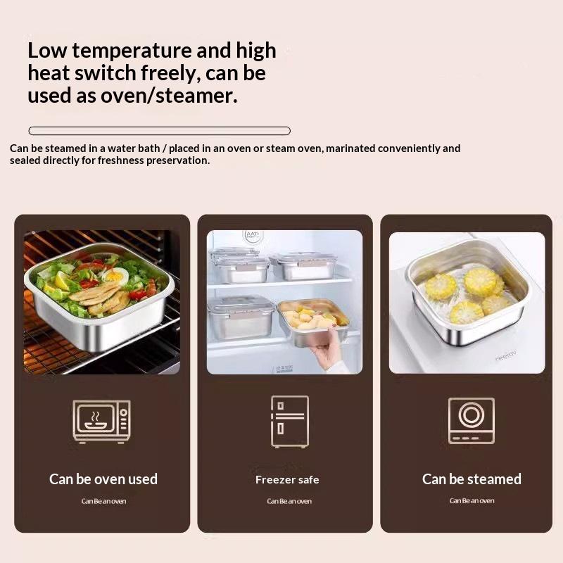 ポータブル大容量ステンレス鋼食品容器密閉ランチボックスハンド - Camping Cooking Food のレビューと価格