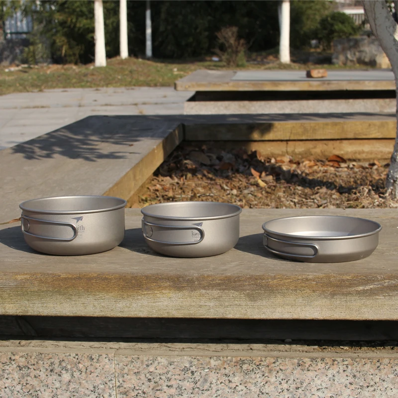 キース 3 個チタン調理器具パンボウルセット折りたたみハンド - Camping Hiking Cooking のレビューと価格