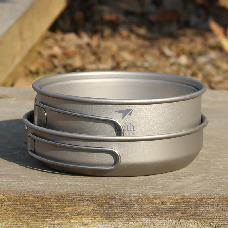 キース 3 個チタン調理器具パンボウルセット折りたたみハンド - Camping Hiking Cooking のレビューと価格