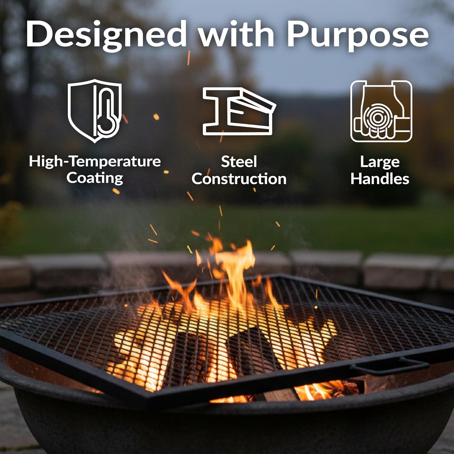 40インチ角型頑丈スチール製ファイヤーピットグリル網（ハンド - Camping Cooking Portable のレビューと価格