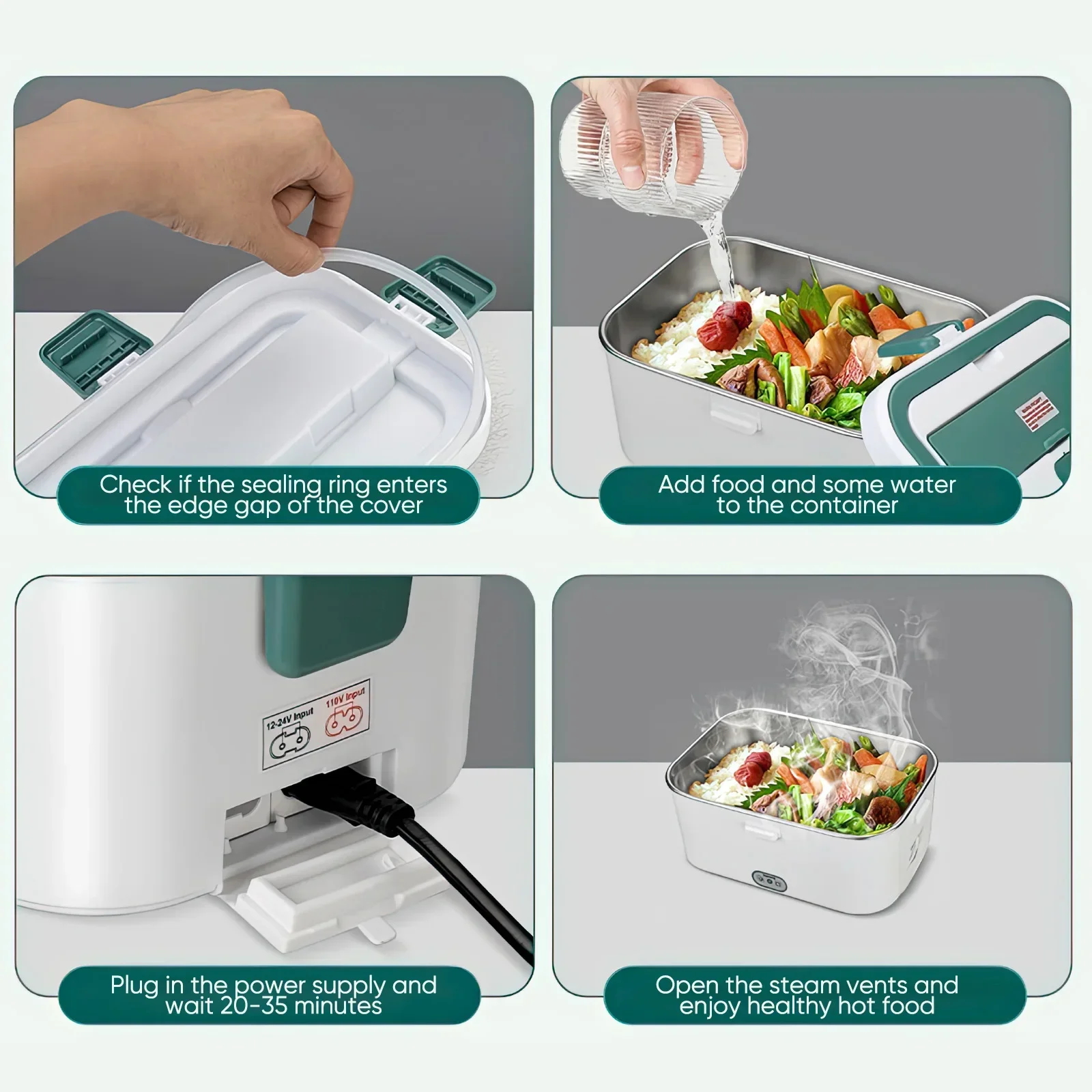 電気ランチボックス フードウォーマー 1.8L 80W アウ - Camping Cooking Food のレビューと価格