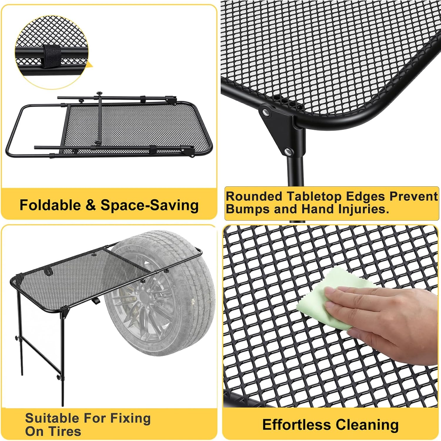 車用タイヤに取り付けられるスチール製キャンプテーブル、高さ調 - Camping Cooking Requirements のレビューと価格