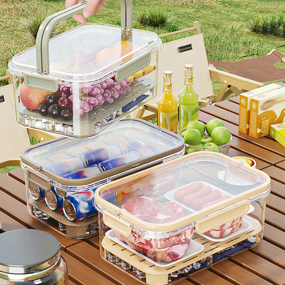 ポータブル食品保存容器 大容量 気密鮮度ボックス 排水プレー - Camping Cooking Food のレビューと価格