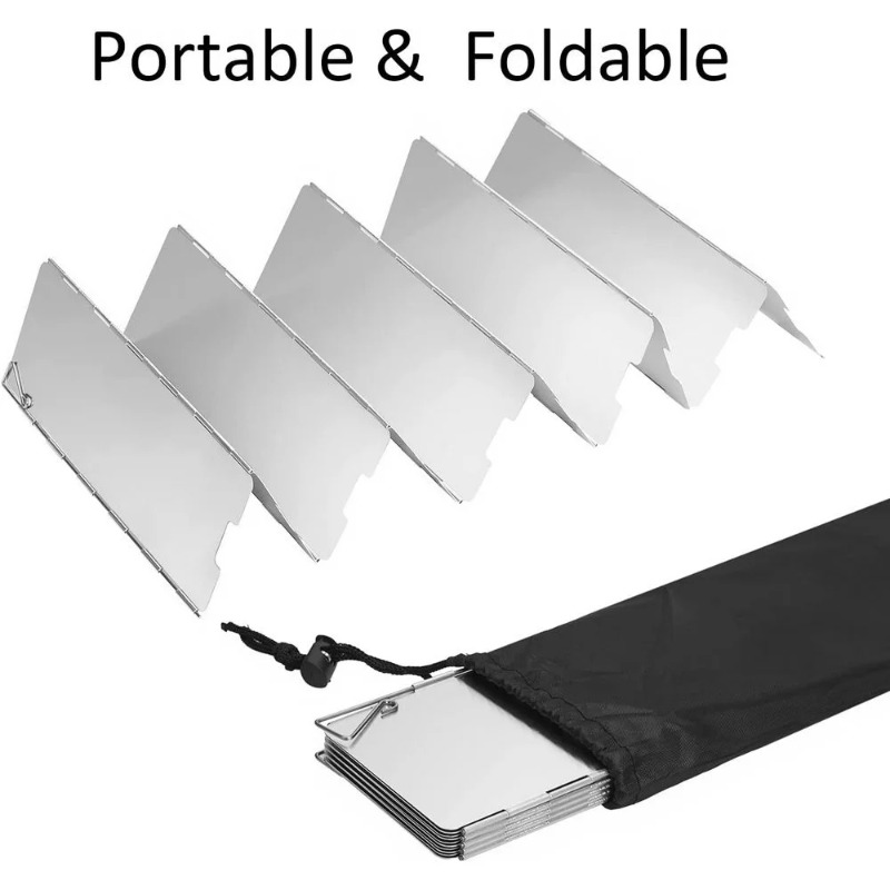 折りたたみ式ストーブ用風防・熱反射シールド、防風スクリーン、 - Camping Cooking Windshield のレビューと価格