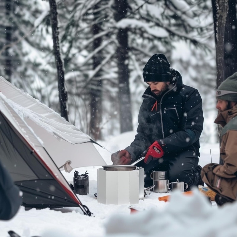 折りたたみ式ストーブ用風防・熱反射シールド、防風スクリーン、 - Camping Cooking Windshield のレビューと価格