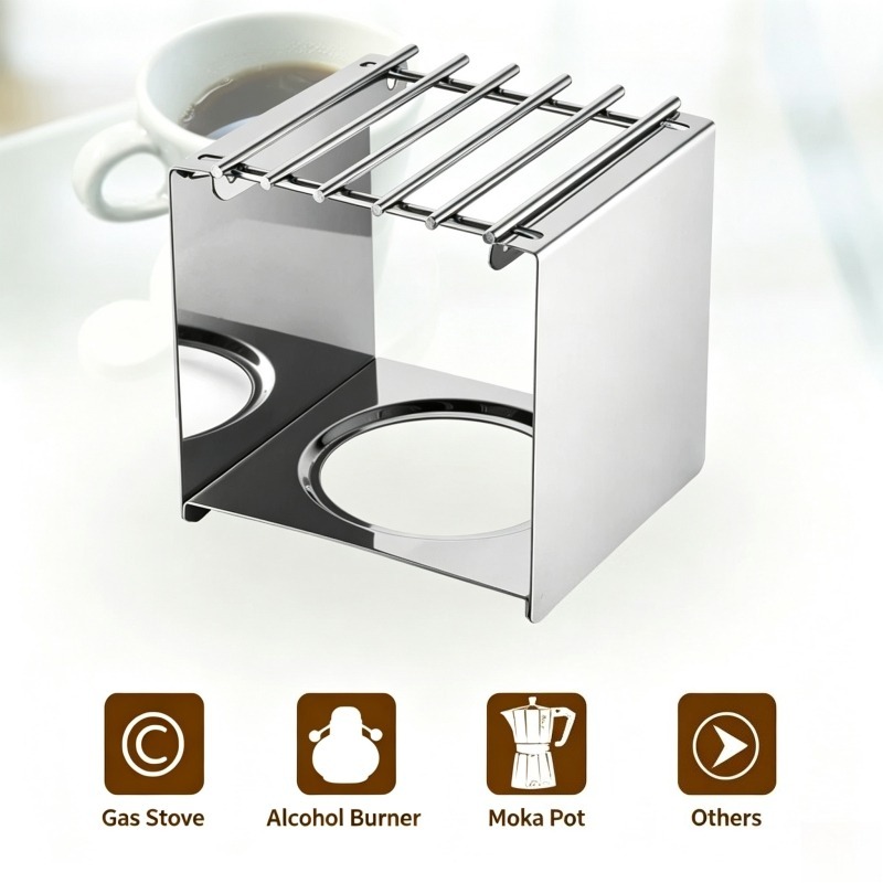 ステンレス製の正方形コーヒーストーブスタンド、モカポットやア - Camping Hiking Cooking のレビューと価格