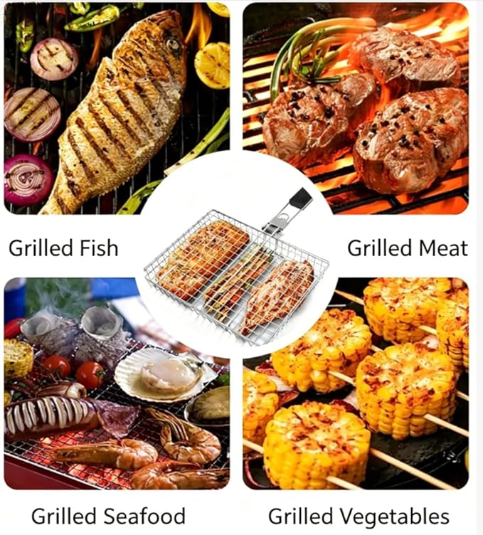 グリルバスケット 大型 ポータブル 折りたたみ式 BBQ キ - Camping Cooking Vegetables のレビューと価格