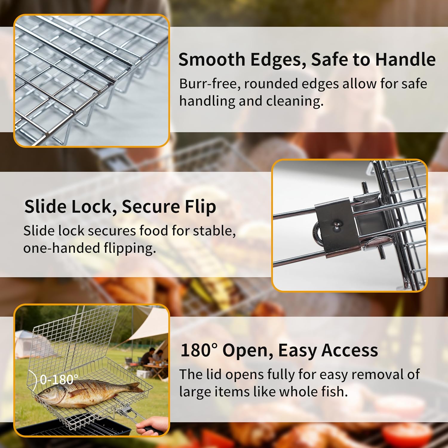 グリルバスケット 大型 ポータブル 折りたたみ式 BBQ キ - Camping Cooking Vegetables のレビューと価格