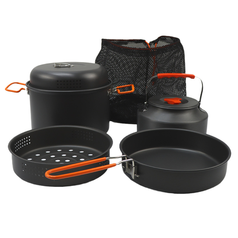 屋外調理器具セット、キャンプ調理鍋、ケトル、蒸し器、フライパ - Camping Cooking Set のレビューと価格