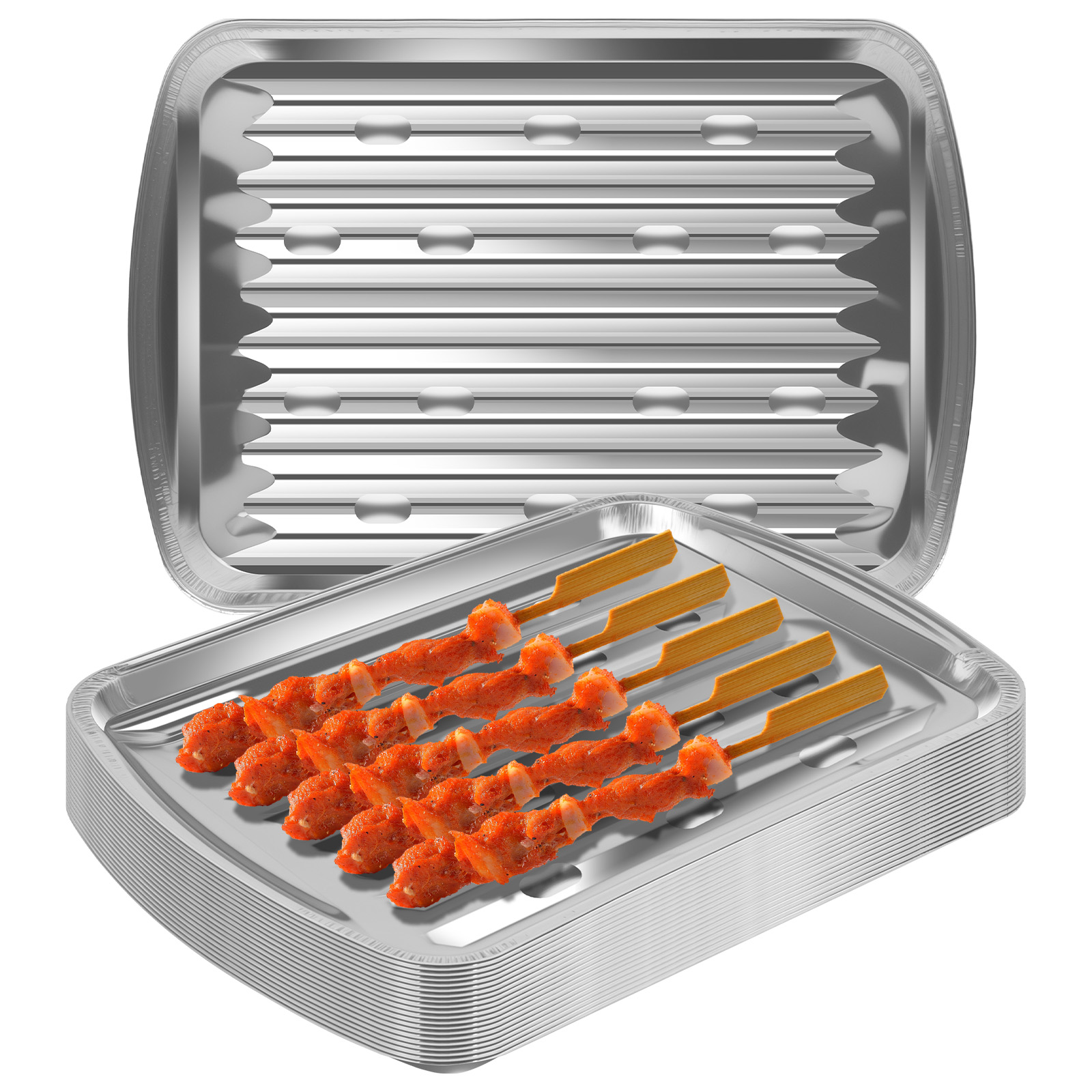 アルミホイルトレイ ノンスティックベーキングパン 食品グレー - Camping Cooking Food のレビューと価格