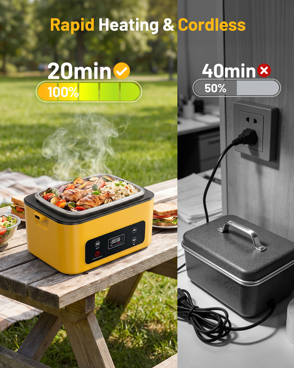 タスクスター ポータブル加熱ランチボックス 40オンス コー - Camping Cooking Food のレビューと価格