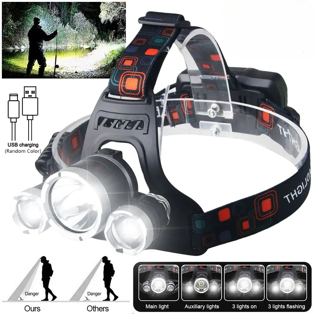 ハイパワー LED ヘッドランプ 18650 充電式バッテリ - Camping Cooking Fish のレビューと価格