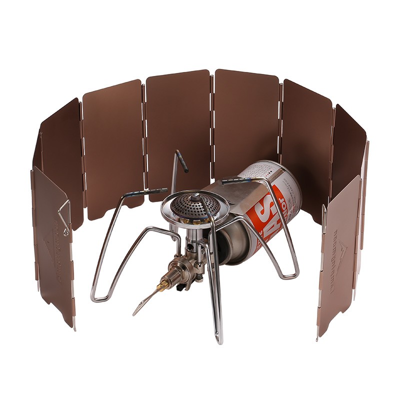 10 プレートブロンズ色の折りたたみ屋外キャンプガスストーブ - Camping Cooking Windshield のレビューと価格