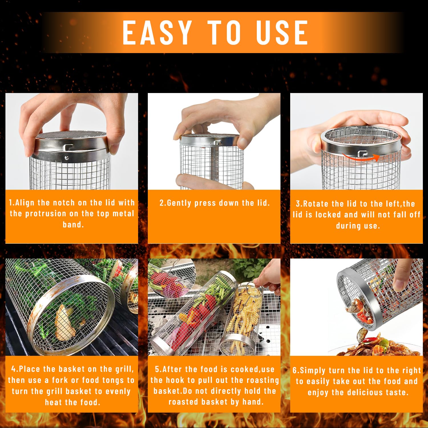 2 個ローリンググリルバスケット屋外グリル用ステンレススチー - Camping Cooking Accessories Set のレビューと価格