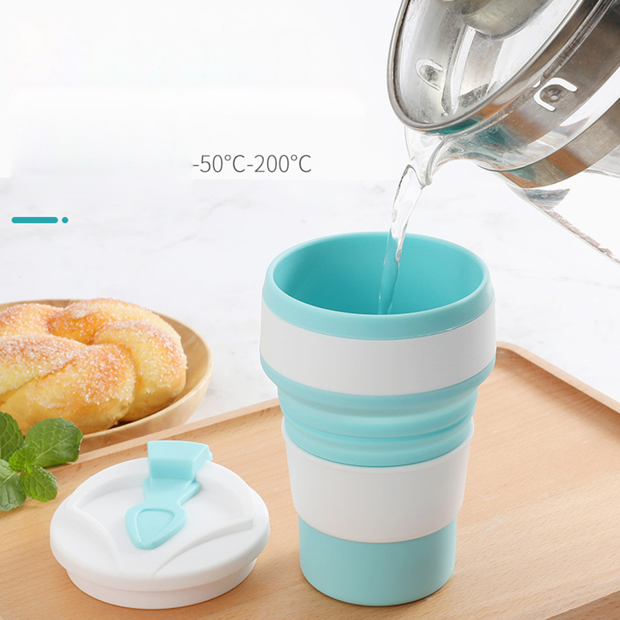 350ML 食品グレードのシリコーン折りたたみカップ、蓋付き - Camping Cooking Food のレビューと価格