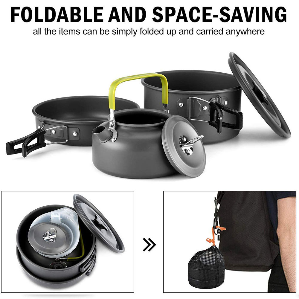 アルミ合金製のアウトドアキャンプ用調理器具セット、鍋にこびり - Camping Outdoor Cooking Equipment のレビューと価格
