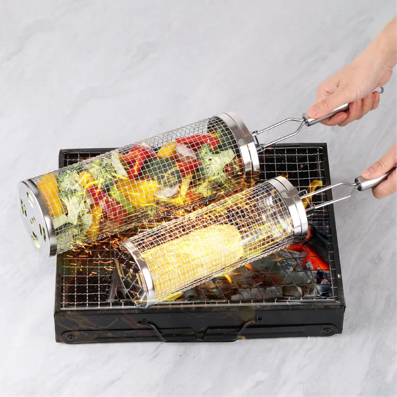 ステンレス製ローリンググリルバスケット – キャンプ、バーベ - Camping Cooking Vegetables のレビューと価格
