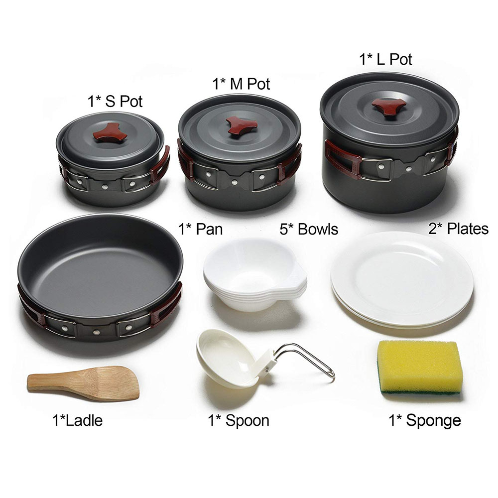 アウトドア キャンプ調理器具キット ノンスティック キャンプ - Camping Outdoor Cooking Equipment のレビューと価格